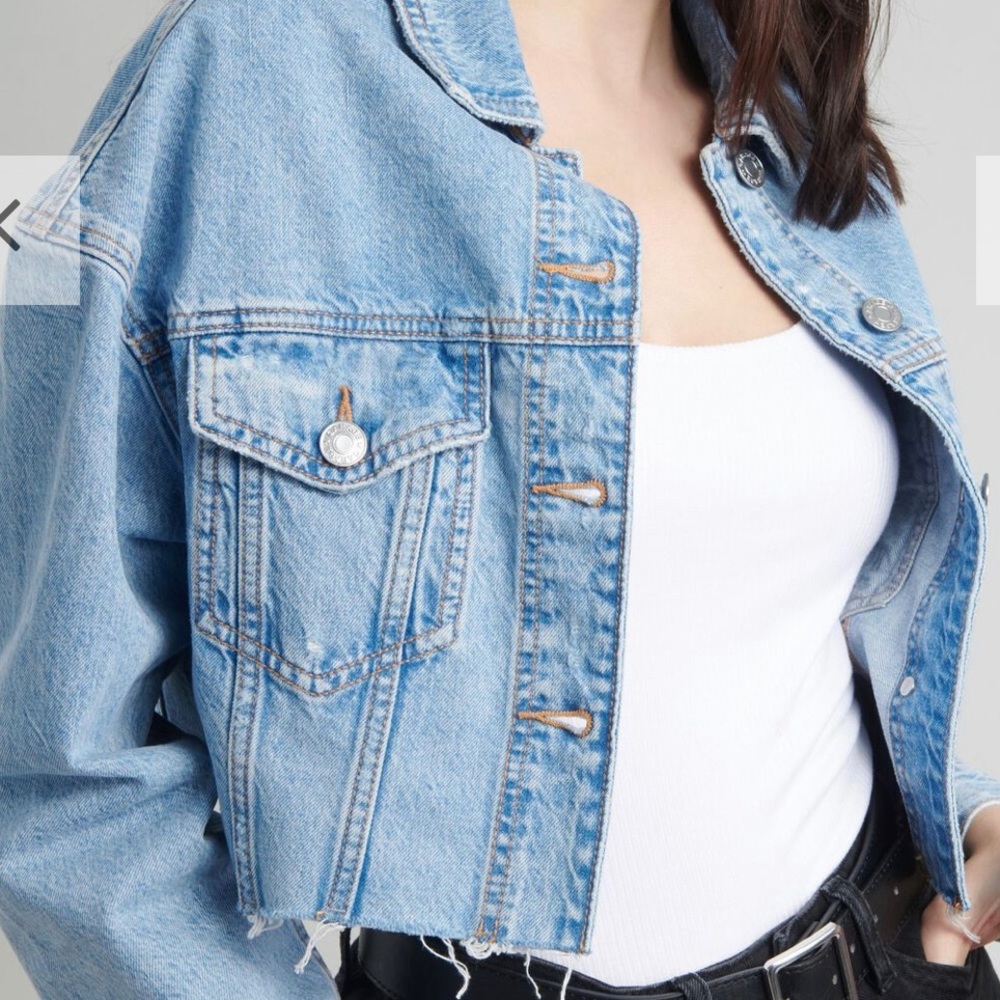 Topshop Cropped Boyfriend Denim Jacket